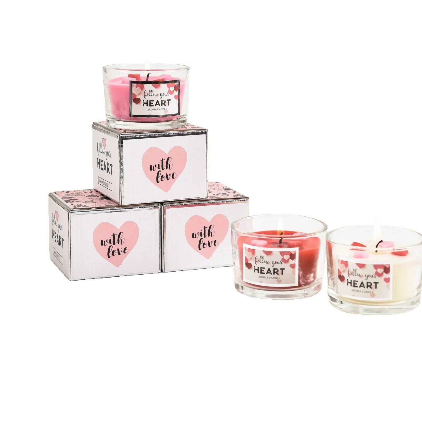 Direct from the manufacturer_ Three-color heart-shaped glass cups, smoke-free scented candles in a cylindrical shape