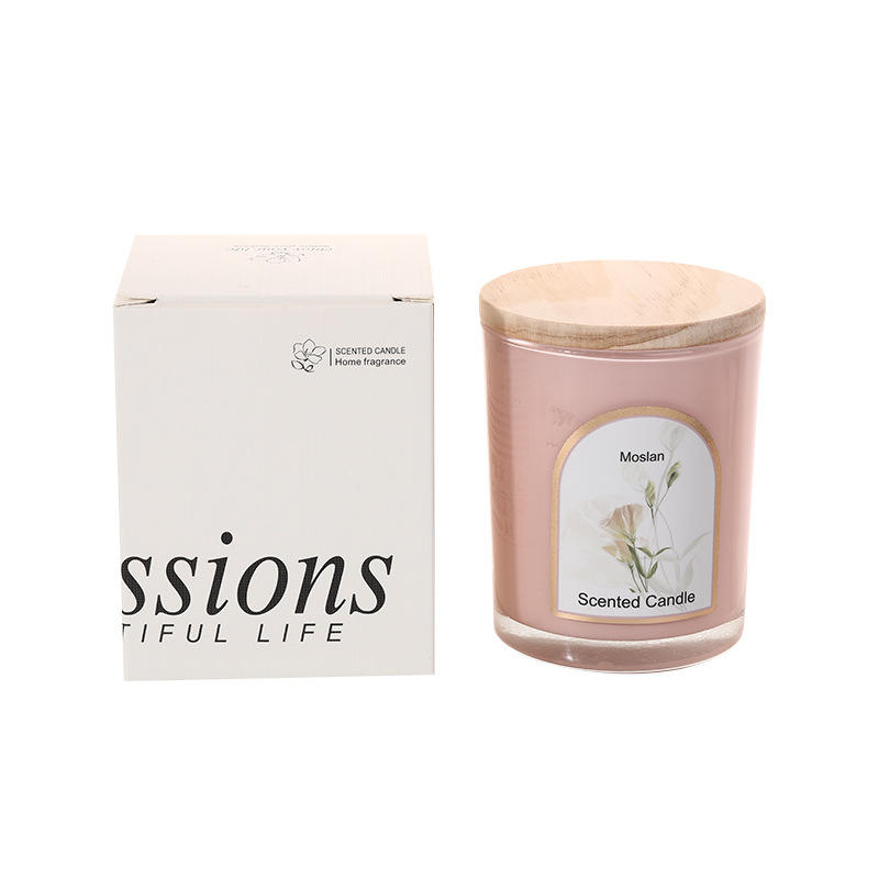 Wholesale custom-made home fragrance aromatherapy candles with colorful wooden lids, made from soy wax for Ho
