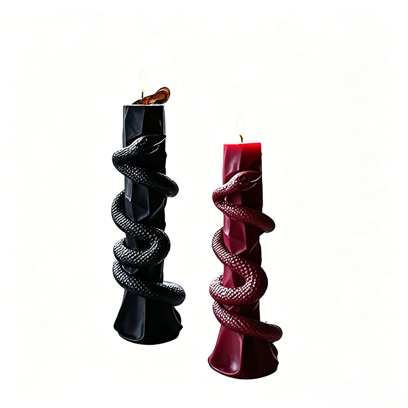 Halloween Snake-Shaped Soy Wax Handmade Scented Pillar Candle—Retro High-End Ambience