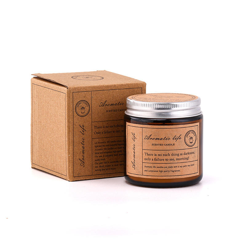 Creative Brown Cylindrical Scented Candle in a Cup: Aromatherapy, Handmade Plant-Based Wax, Sleep Room