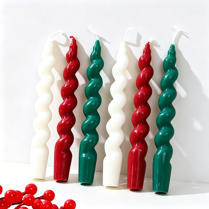 Melody Cross Border Modern Eco-Friendly Christmas Spiral Soy Wax Long-Handled Scented Candle