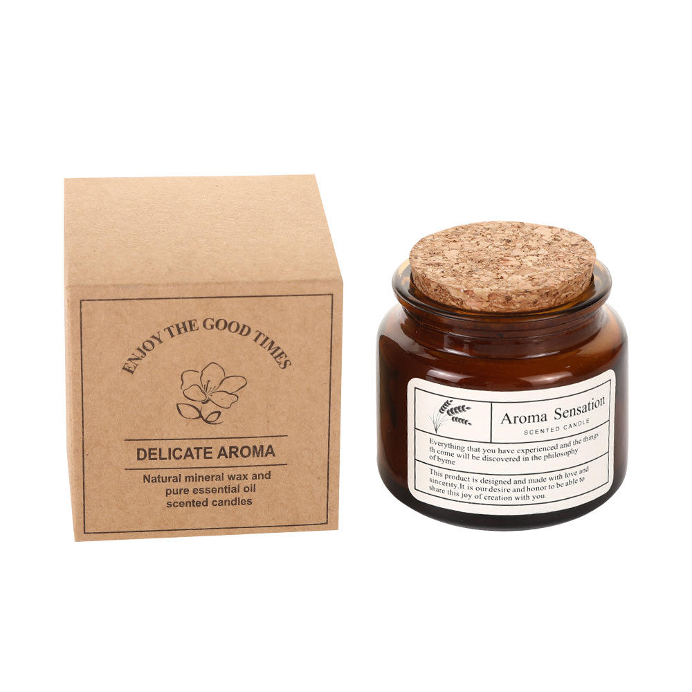 Niche Cork Brown Customized Indoor Aromatherapy Candles Wholesale Soy Wax Scented Candles Ornaments